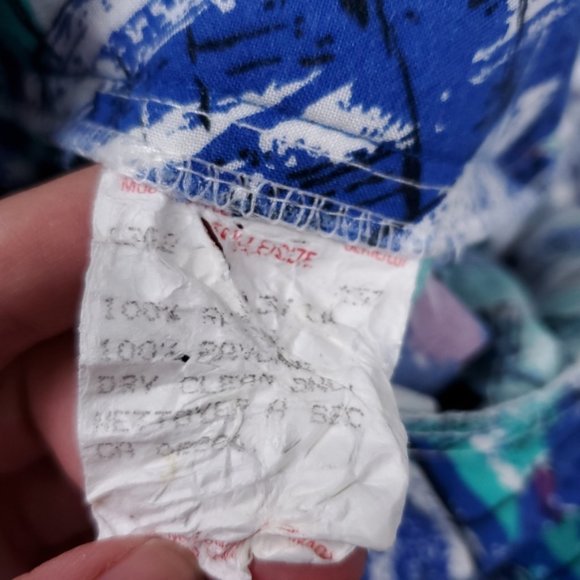 Vintage blue green abstract midi skirt - Picture 6 of 7